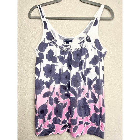 American Eagle Purple & White Floral Gradient Tank Top Womens Size M - Picture 2 of 9